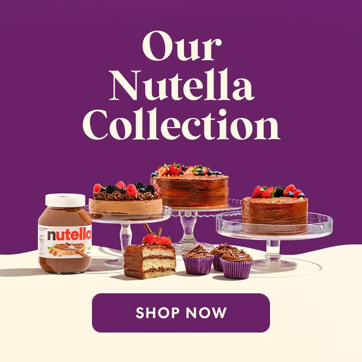 Descubre nuestra exclusiva Colección Nutella: pasteles, cupcakes y postres con el inconfundible sabor a avellana y chocolate.